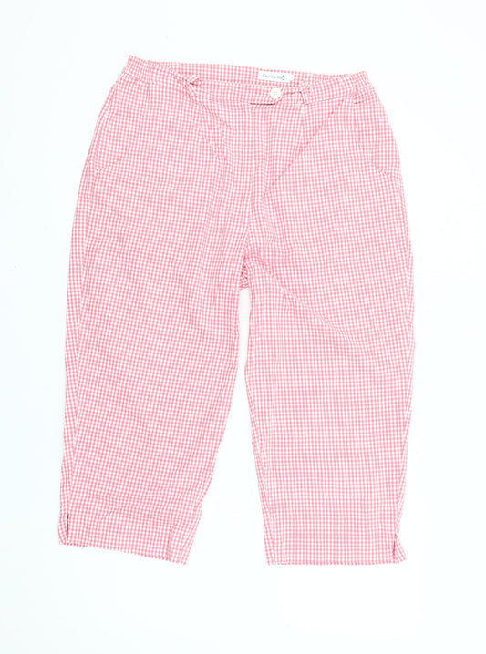 One Up Golf Womens Pink Check Capri Trousers Size 16 Cotton