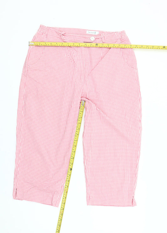 One Up Golf Womens Pink Check Capri Trousers Size 16 Cotton
