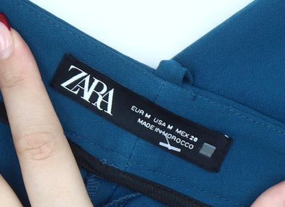 Womens UK Size M Zara Regular Fit Dress Pants Blue Trousers