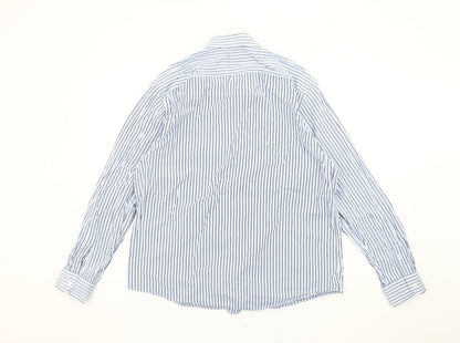 Pierre Cardin Men’s Blue Striped Cotton Long Sleeve 16.5 Button-Up Shirt