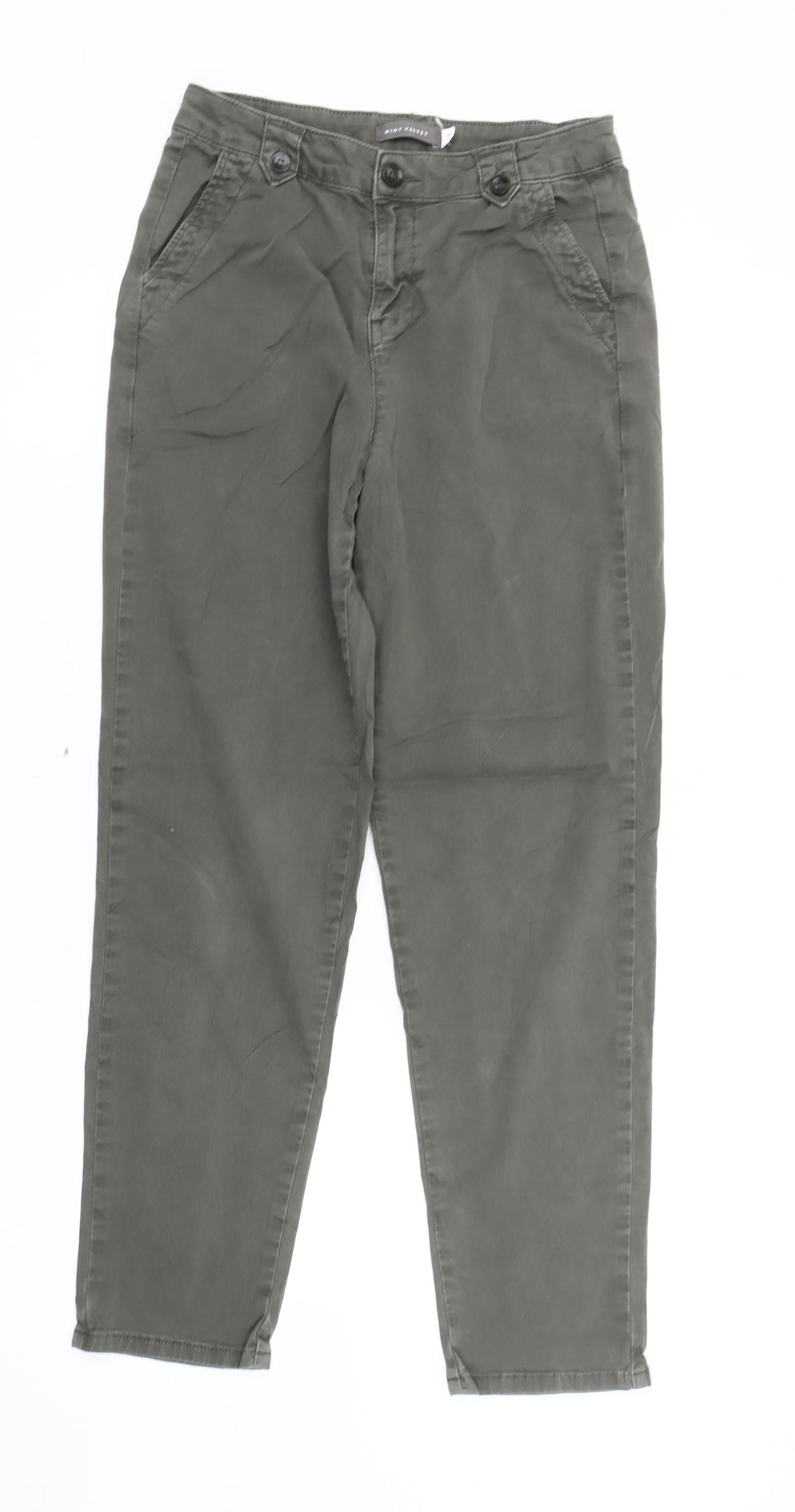 Womens UK Size 8 Mint Velvet Slim Fit Chino Green Trousers