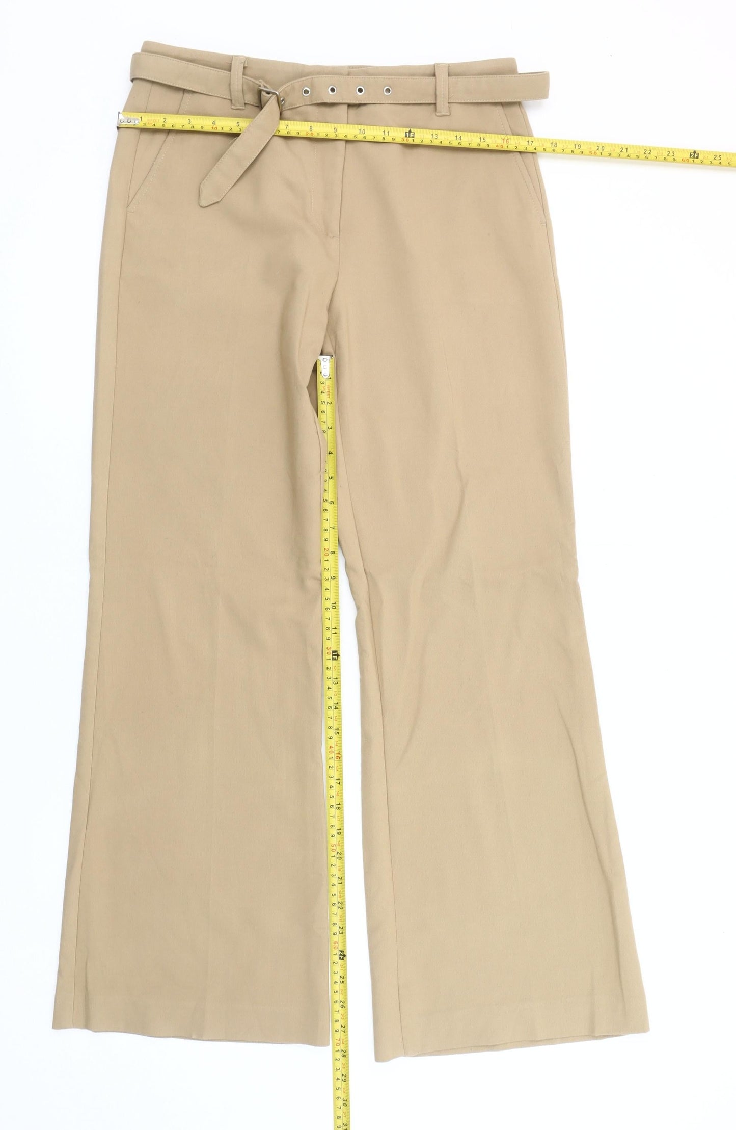 Womens UK Size 12 Marks and Spencer Regular Fit Chino Beige Trousers