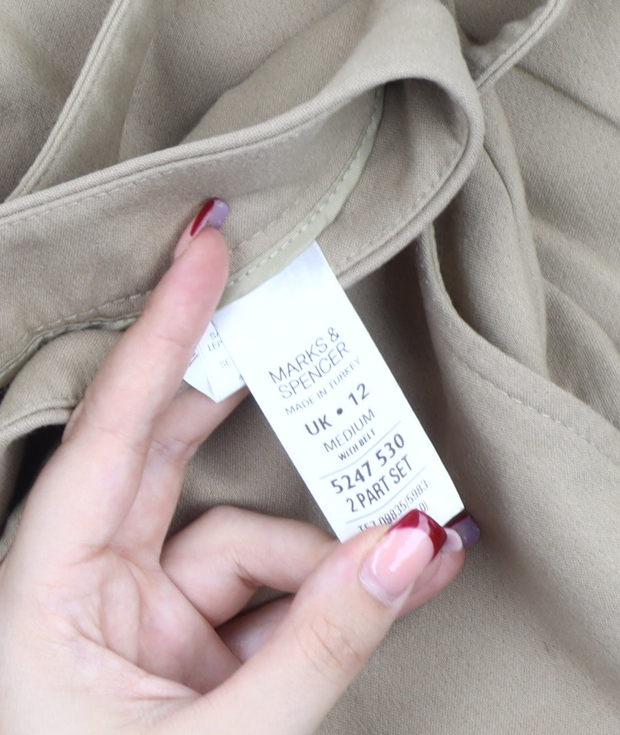 Womens UK Size 12 Marks and Spencer Regular Fit Chino Beige Trousers