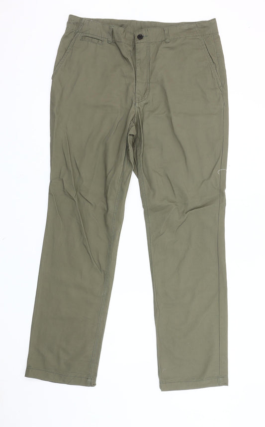 Jaeger Men's Green Chino Trousers 36W 32L Regular Fit Cotton