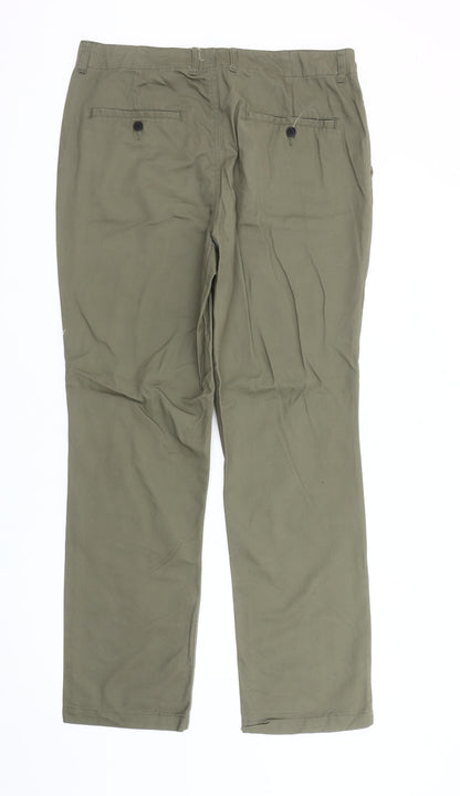 Jaeger Men's Green Chino Trousers 36W 32L Regular Fit Cotton