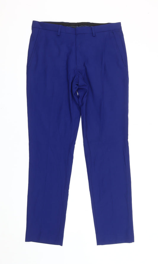 Burton Menswear London Men’s Blue Slim Fit Dress Trousers 32R