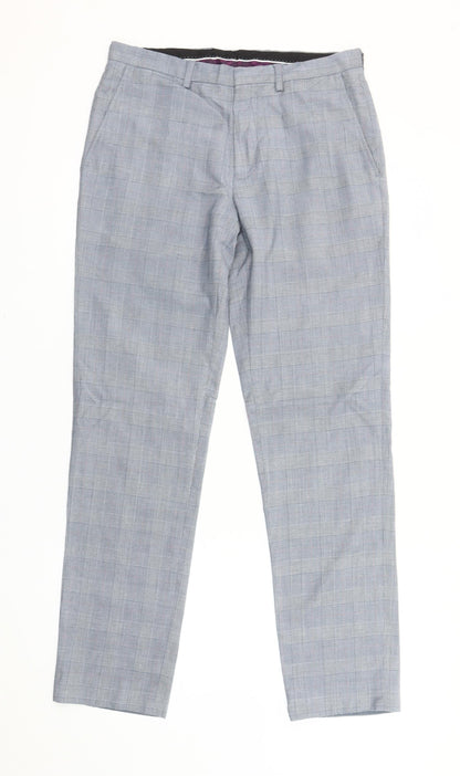 Burton Menswear Grey Check Slim Fit Dress Pants 30R Men's Trousers