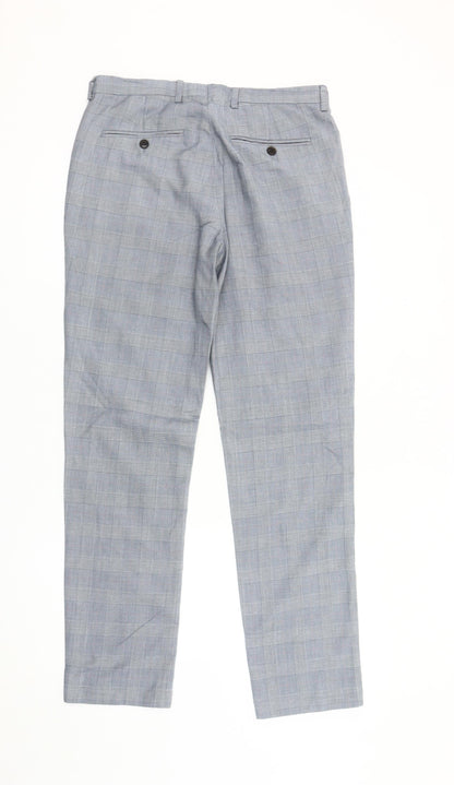 Burton Menswear Grey Check Slim Fit Dress Pants 30R Men's Trousers