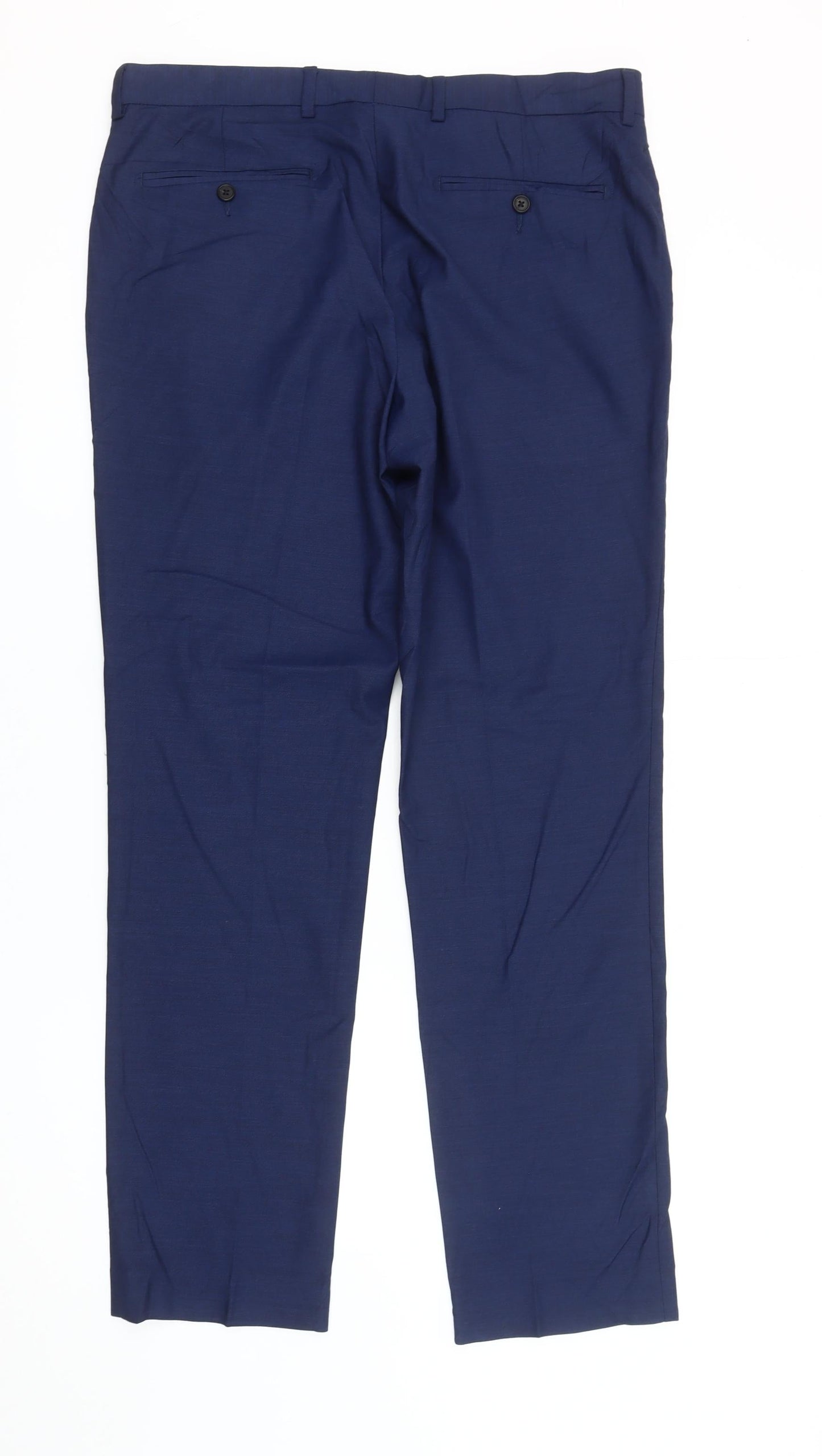 Marks and Spencer Men's Blue Slim Fit Dress Trousers 34W 31L