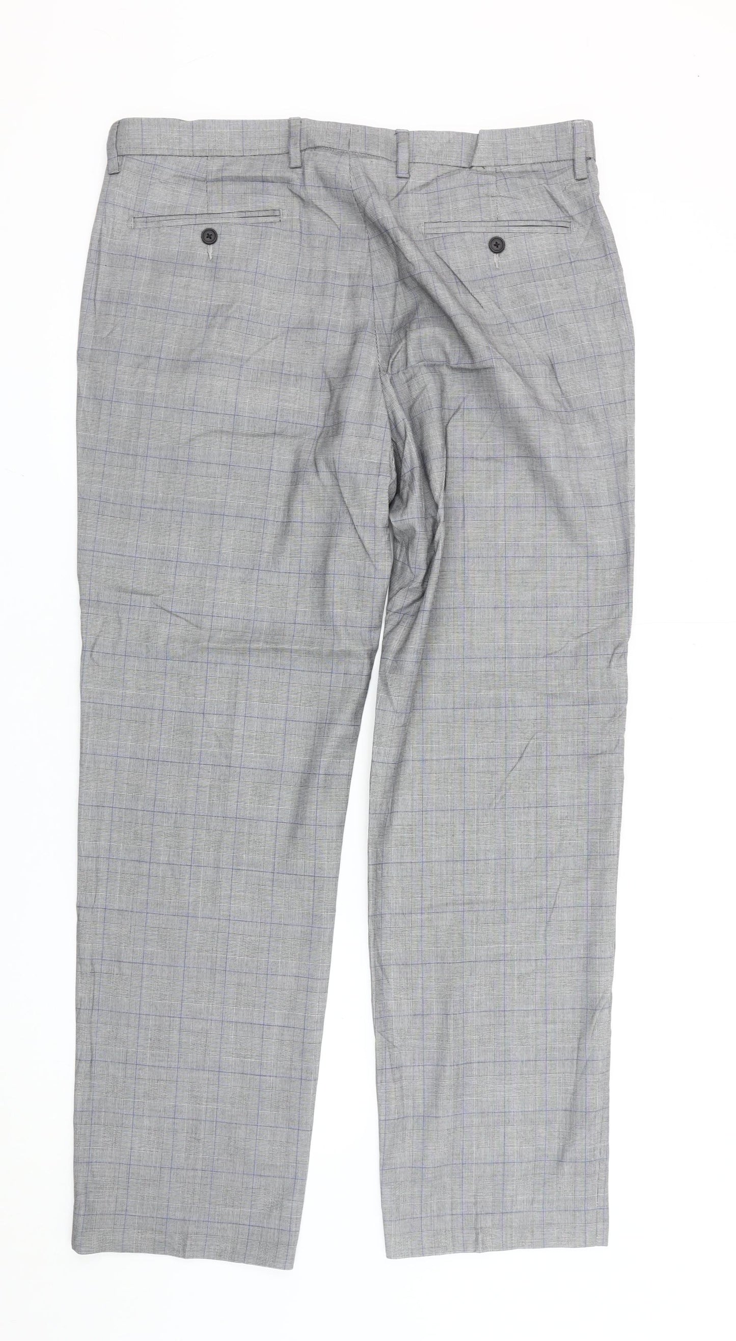 Marks and Spencer Men’s Grey Check Dress Pants Trousers 36W 31L Regular Fit