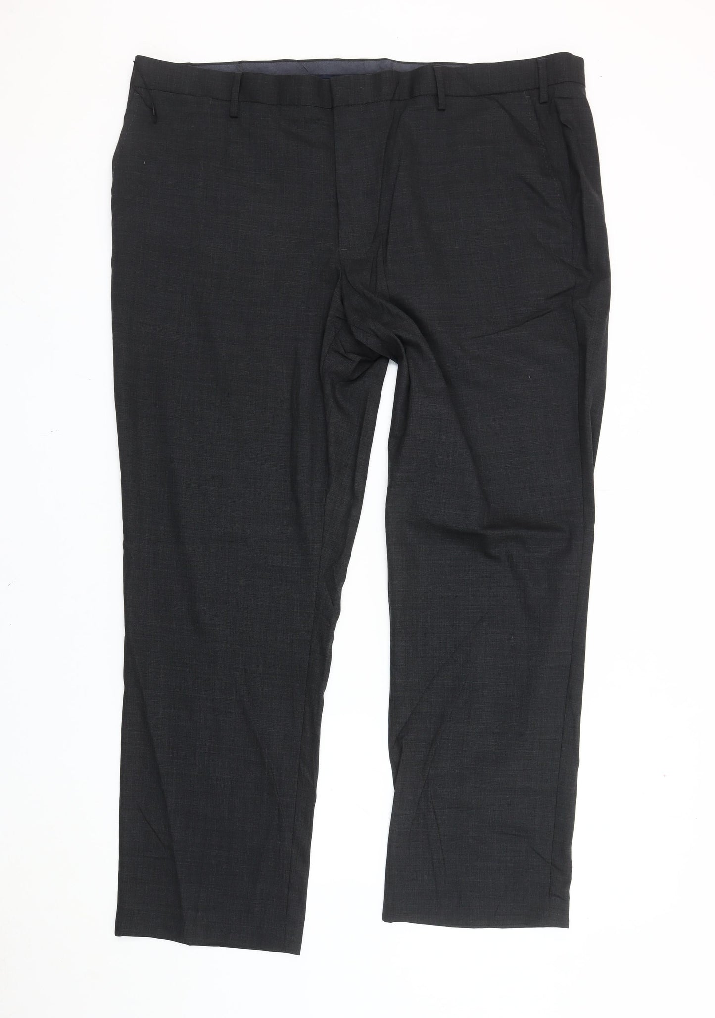 Marks and Spencer Mens Black 46in Regular Fit Dress Pants Wool Blend