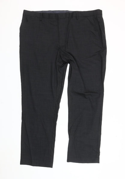 Marks and Spencer Mens Black 46in Regular Fit Dress Pants Wool Blend