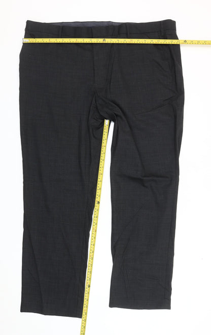 Marks and Spencer Mens Black 46in Regular Fit Dress Pants Wool Blend