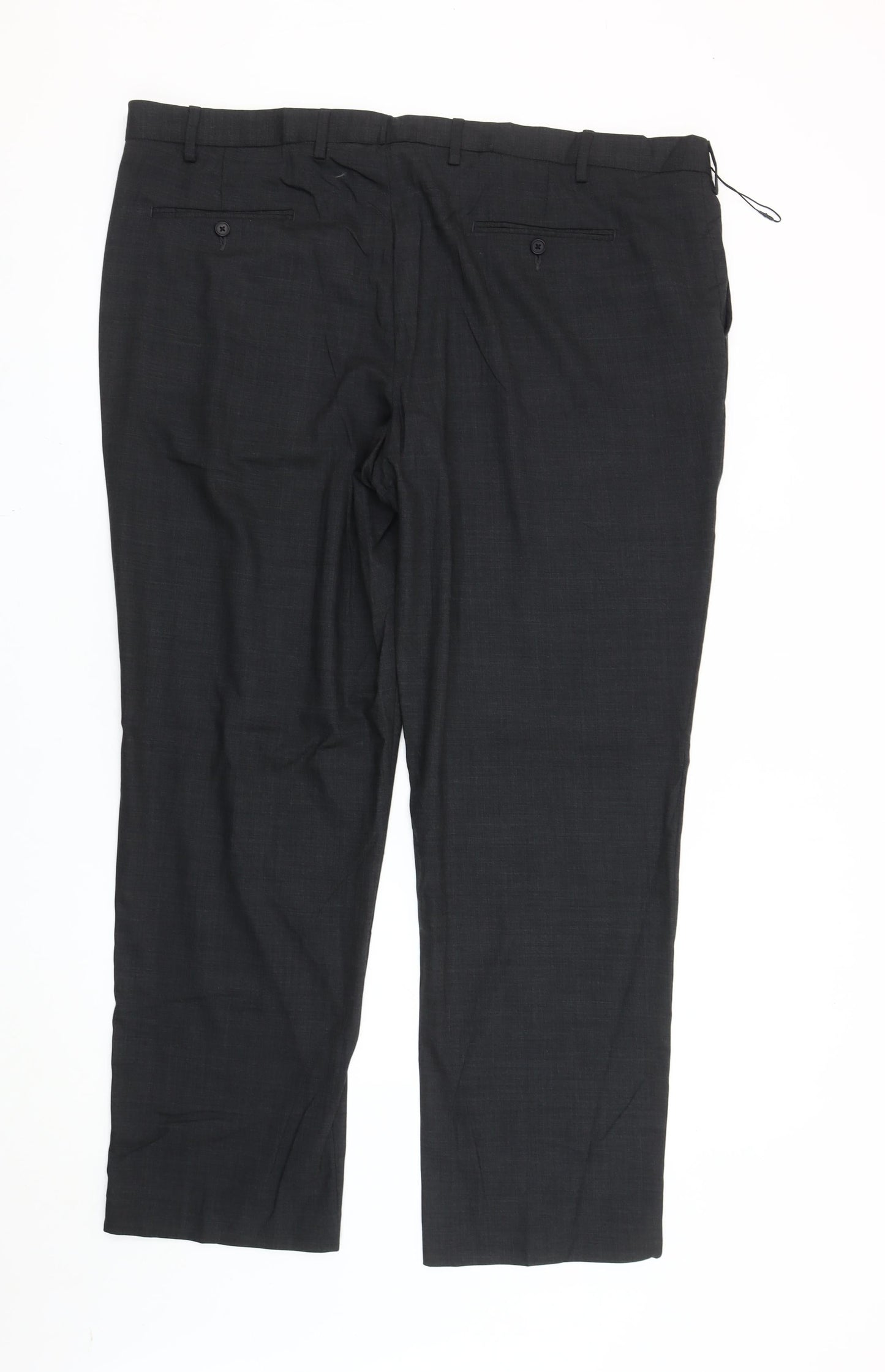 Marks and Spencer Mens Black 46in Regular Fit Dress Pants Wool Blend