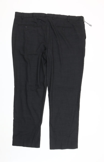 Marks and Spencer Mens Black 46in Regular Fit Dress Pants Wool Blend