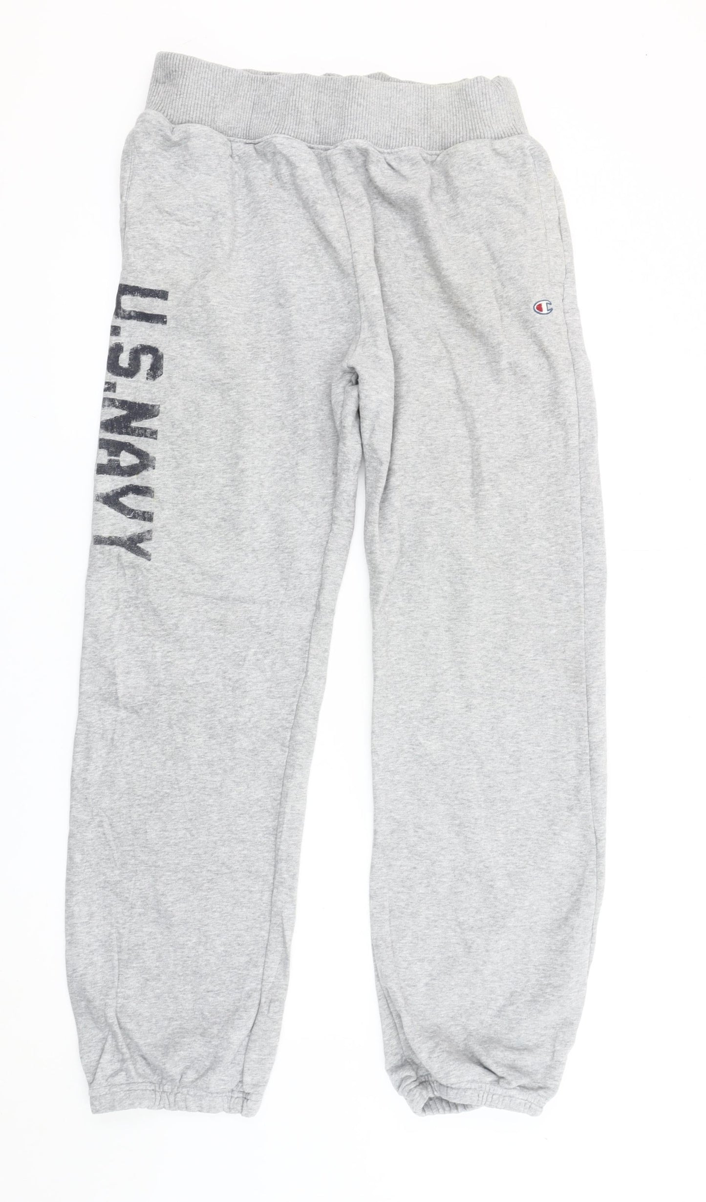 Champion Men’s Grey Sweatpants L US Navy Print Elastic Waist