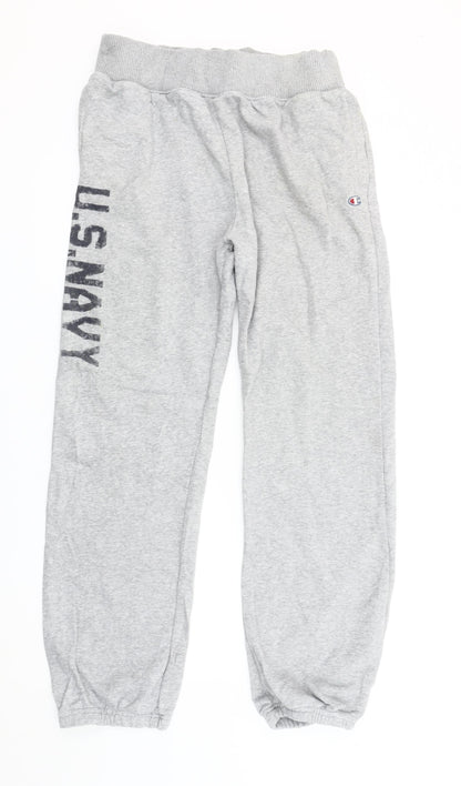 Champion Men’s Grey Sweatpants L US Navy Print Elastic Waist
