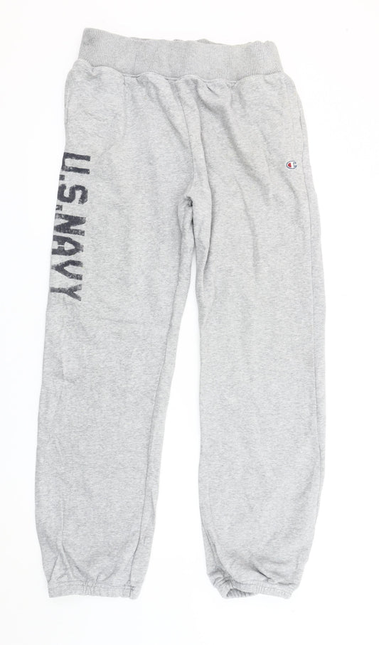 Champion Men’s Grey Sweatpants L US Navy Print Elastic Waist