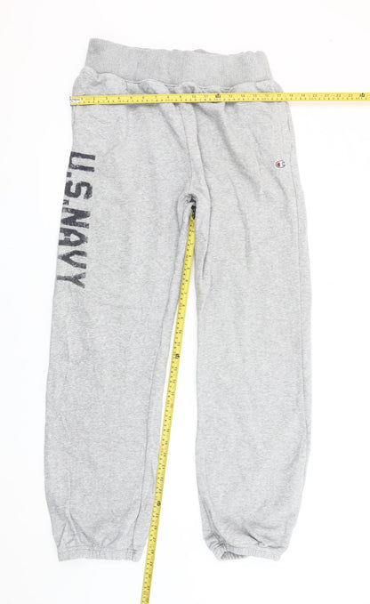 Champion Men’s Grey Sweatpants L US Navy Print Elastic Waist