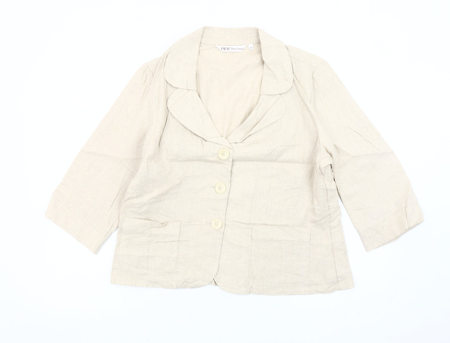 EWM Pure Classics Beige Linen Blend Blazer Women’s Size 18