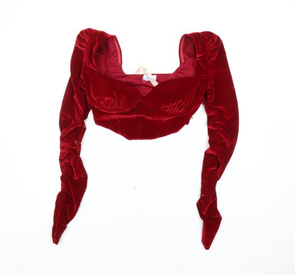 Womens UK Size 12 Oh Polly Red Cropped Blouse