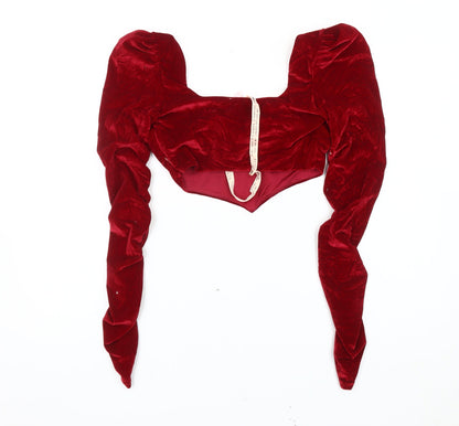 Womens UK Size 12 Oh Polly Red Cropped Blouse