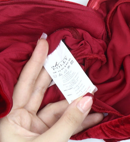 Womens UK Size 12 Oh Polly Red Cropped Blouse