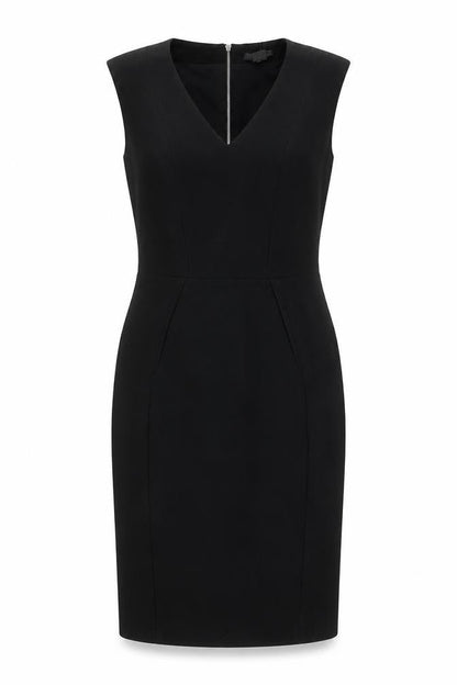 H&M Women’s Black Sheath Dress Size 6 V-Neck Sleeveless Knee Length