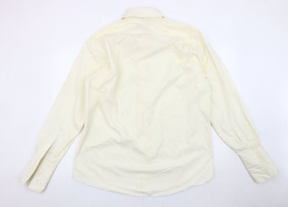 Racing Green Men’s Ivory Cotton Long Sleeve Dress Shirt 17/43