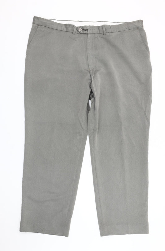 Greenwoods Mens Grey Chino Trousers 45in Waist 29in Leg Big & Tall