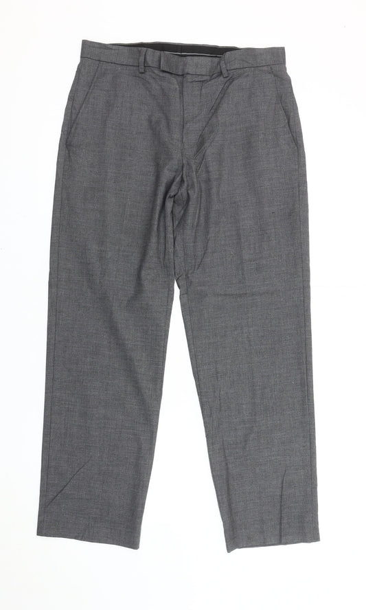 Marks and Spencer Men’s Grey Regular Fit Dress Pants 32W 29L