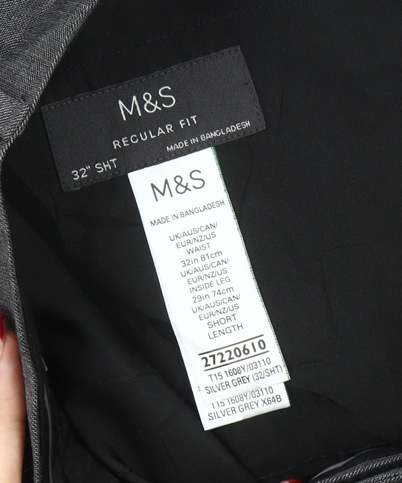 Marks and Spencer Men’s Grey Regular Fit Dress Pants 32W 29L