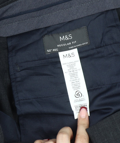 Marks and Spencer Men’s Black Wool Blend Dress Trousers 50in Waist 31in Leg