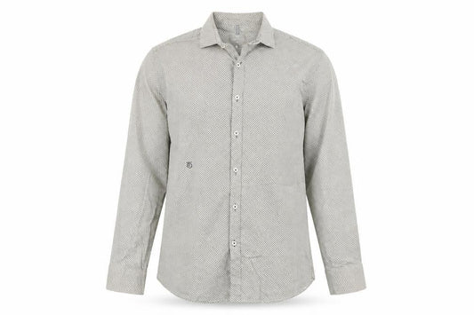 Peter Werth Men's Beige Geometric Pattern Cotton Long Sleeve Shirt M