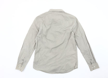 Peter Werth Men's Beige Geometric Pattern Cotton Long Sleeve Shirt M