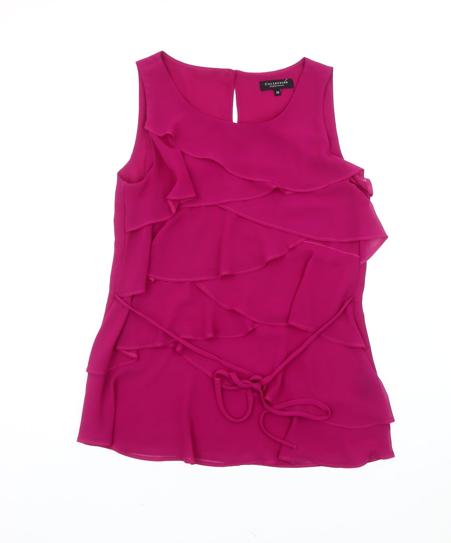 Debenhams Women’s Pink Ruffle Sleeveless Tunic Blouse Size 10