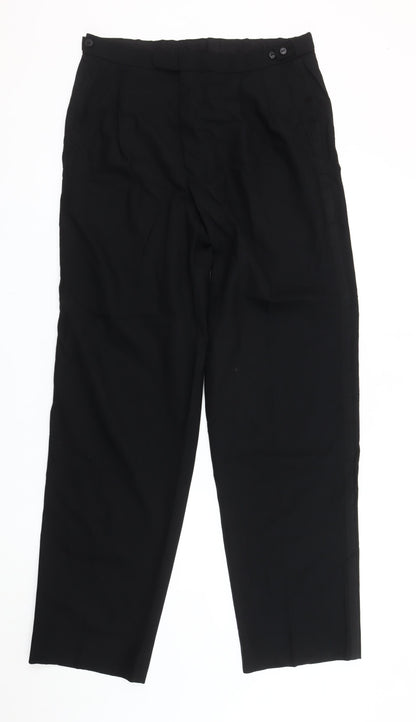 Marks and Spencer Men's Black 34x33 Pleated Dress Pants