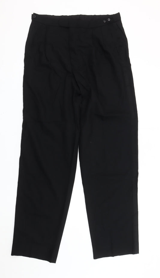 Marks and Spencer Men's Black 34x33 Pleated Dress Pants