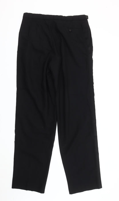 Marks and Spencer Men's Black 34x33 Pleated Dress Pants