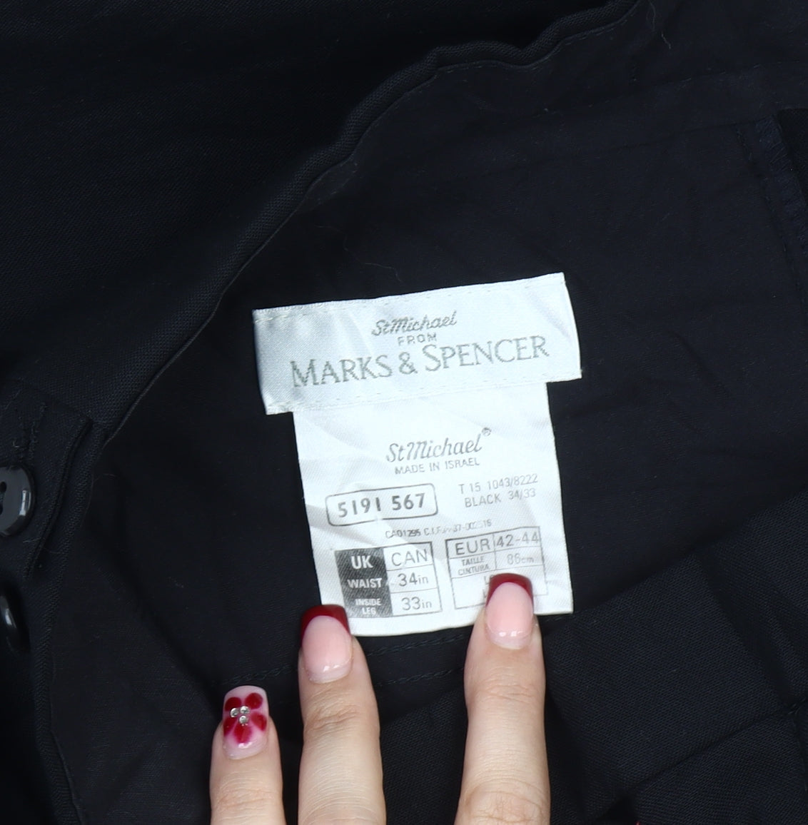 Marks and Spencer Men's Black 34x33 Pleated Dress Pants