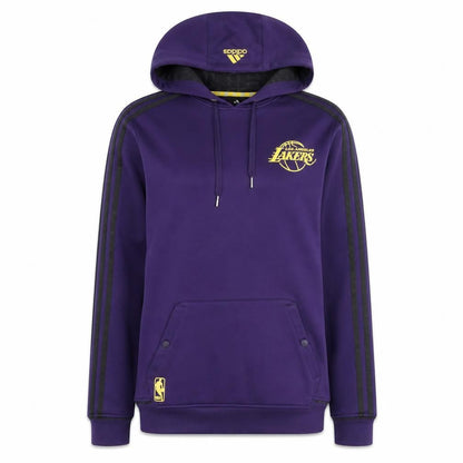 Front view of Adidas women’s purple los angeles lakers hoodie, size UK 14, uk polyester