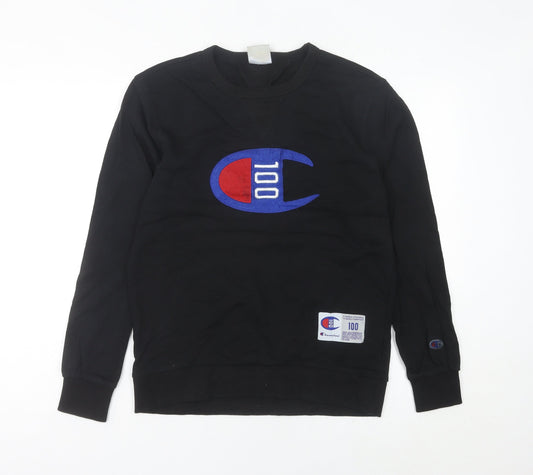 Additional front view of Champion unisex adults black medium pullover sweatshirt logo