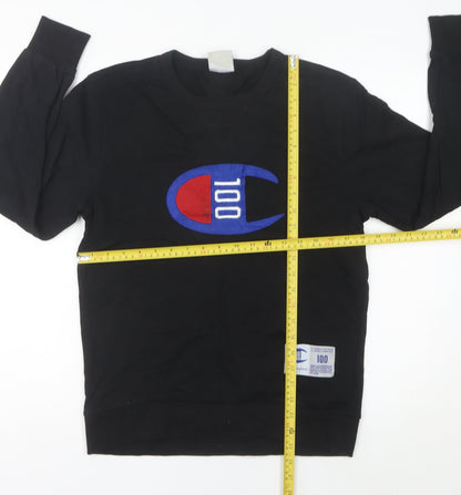 Champion Unisex Adults Black Medium Pullover Sweatshirt Logo
