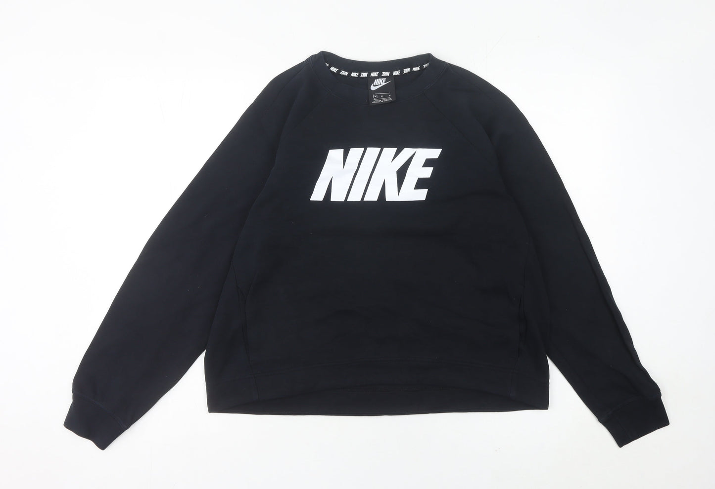 Nike Womens Black Sweatshirt UK 10 Logo Crew Neck Pullover