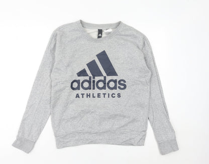 Adidas Women’s Grey Sweatshirt Size 8 Logo Pullover Athletic Top