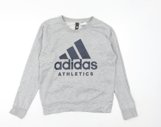 Adidas Women’s Grey Sweatshirt Size 8 Logo Pullover Athletic Top