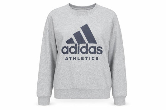 Front view of Adidas Women’s Grey Sweatshirt, size UK 8, Logo Pullover Athletic Top