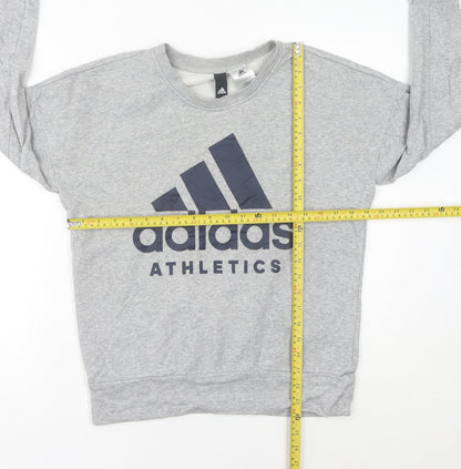 Adidas Women’s Grey Sweatshirt Size 8 Logo Pullover Athletic Top