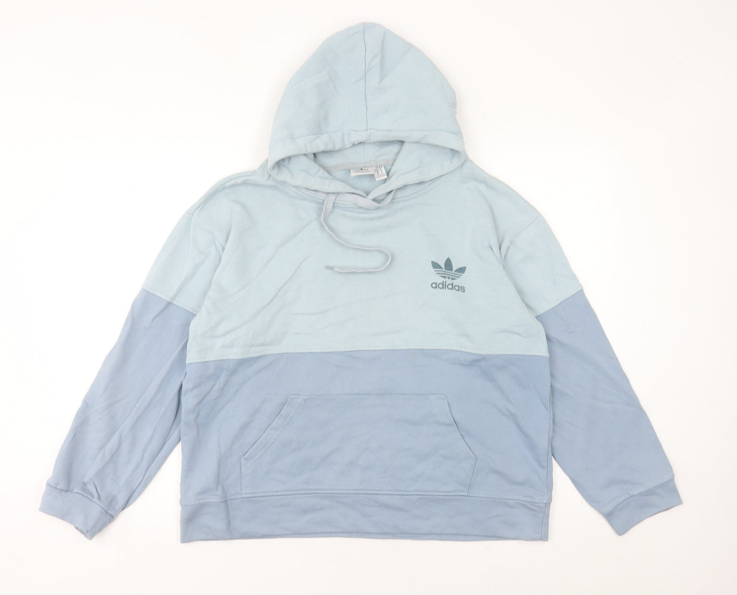 Adidas Womens Blue Pullover Hoodie Sweatshirt Size M Logo Design