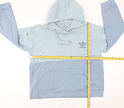 Adidas Womens Blue Pullover Hoodie Sweatshirt Size M Logo Design